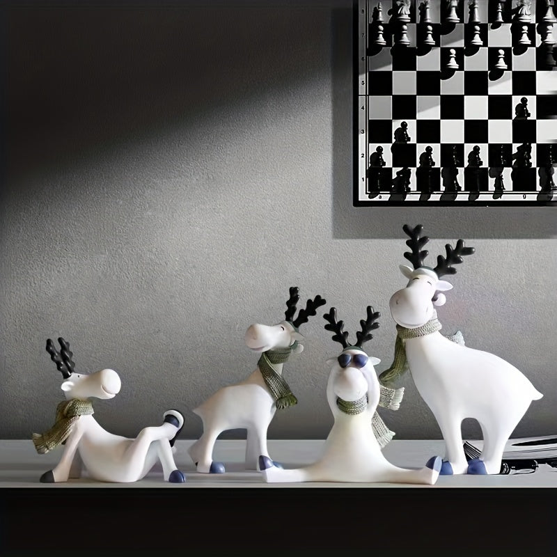 Jolly Christmas Holiday Elk Figurines