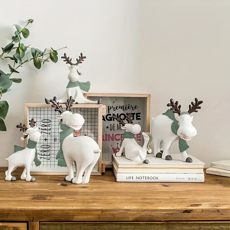 Jolly Christmas Holiday Elk Figurines