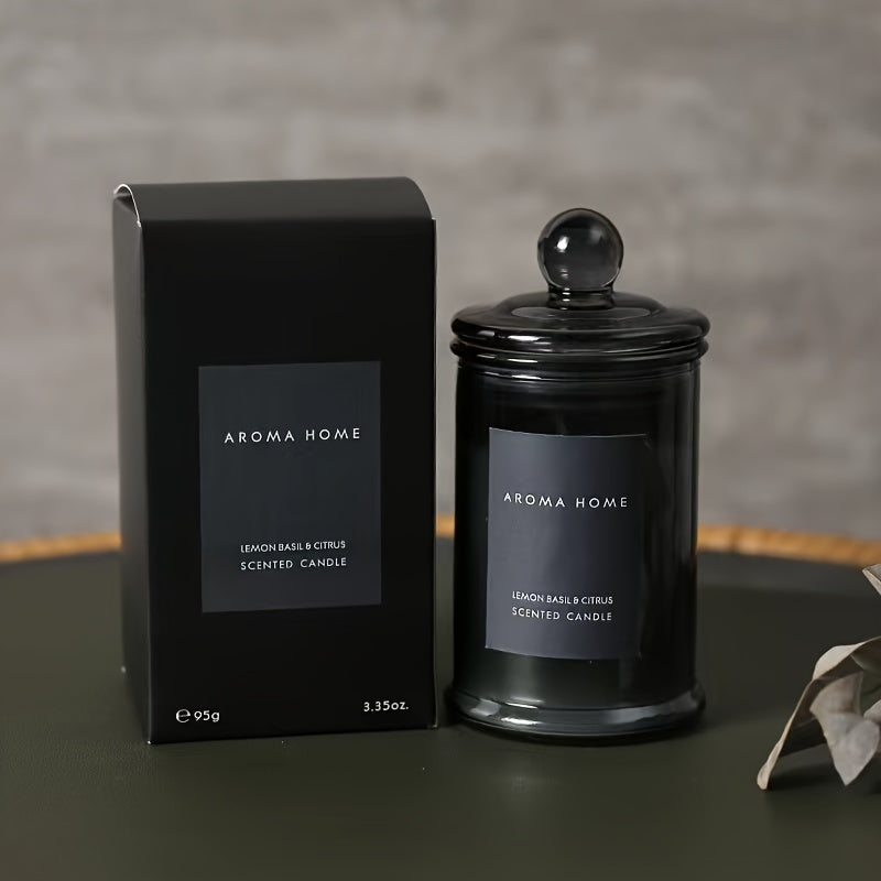 Cylindrical "AROMA HOME" Scented Candle Jars