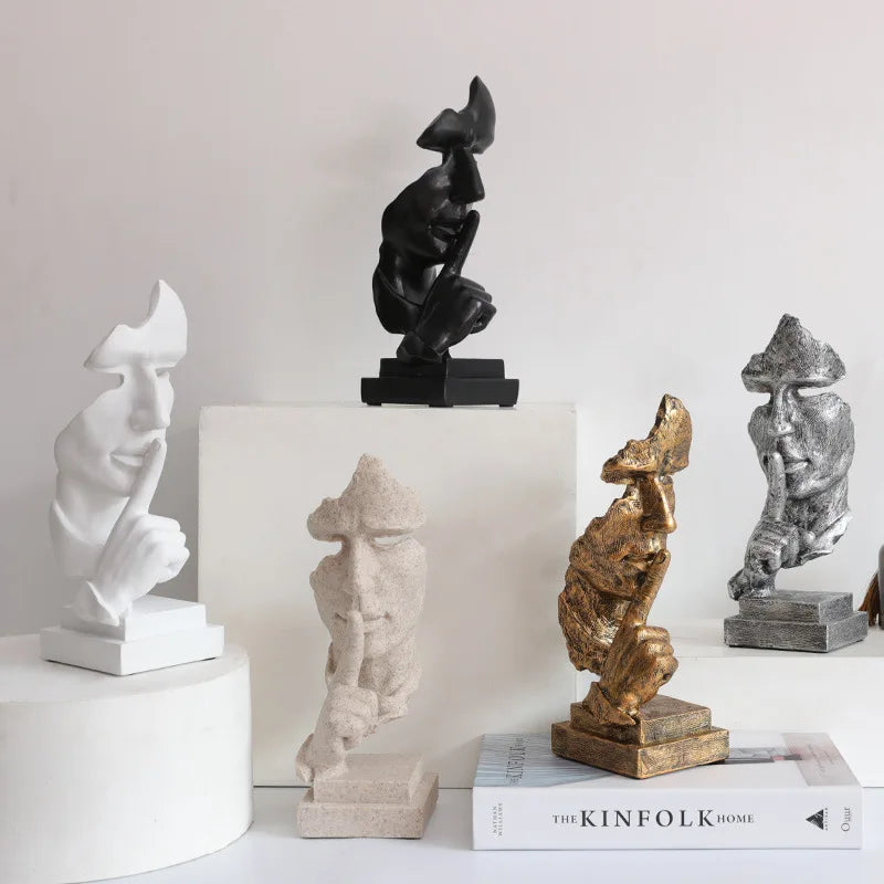"Silence is Golden" Resin Mask Statue