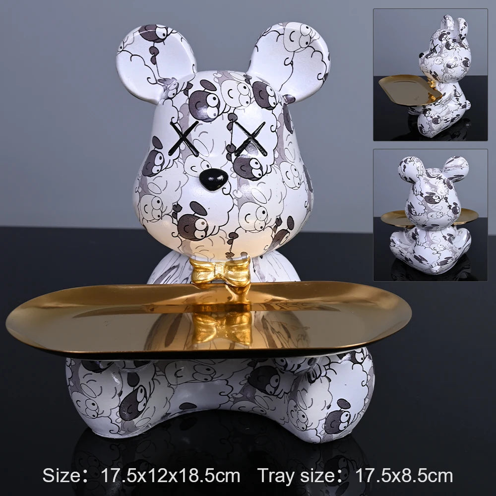 Colorful Resin Bear w/ Storage Tray