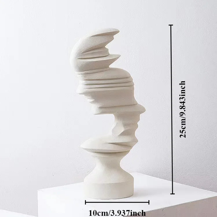 Modern Abstract 'Glitched Face' Sculptures