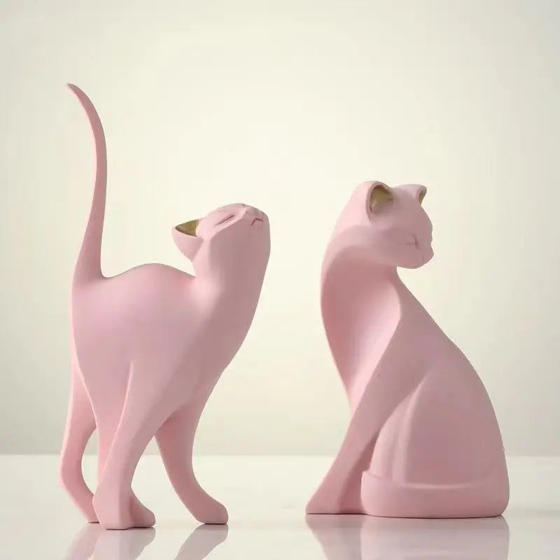 Minimalist Resin Feline Statues