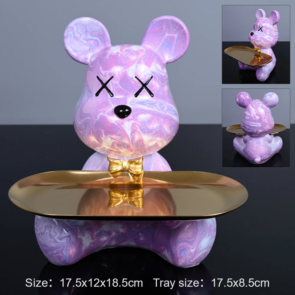 Colorful Resin Bear w/ Storage Tray