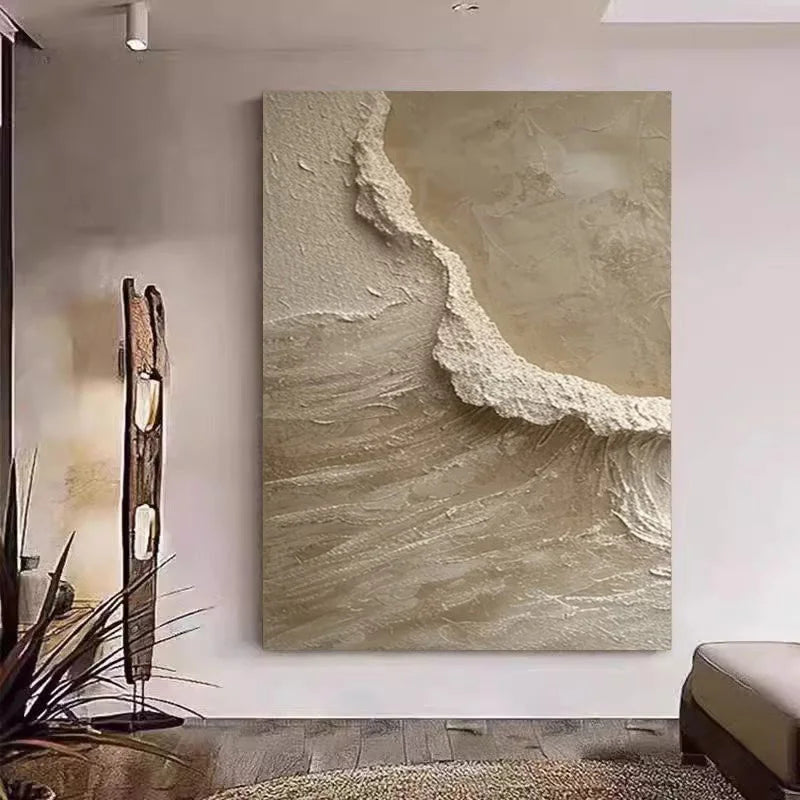 Serene Shoreline: Natural Textured Canvas Art