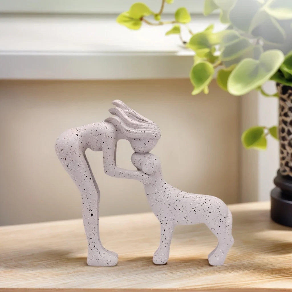 Timeless Bond: Woman and Dog Friendship Sculpture