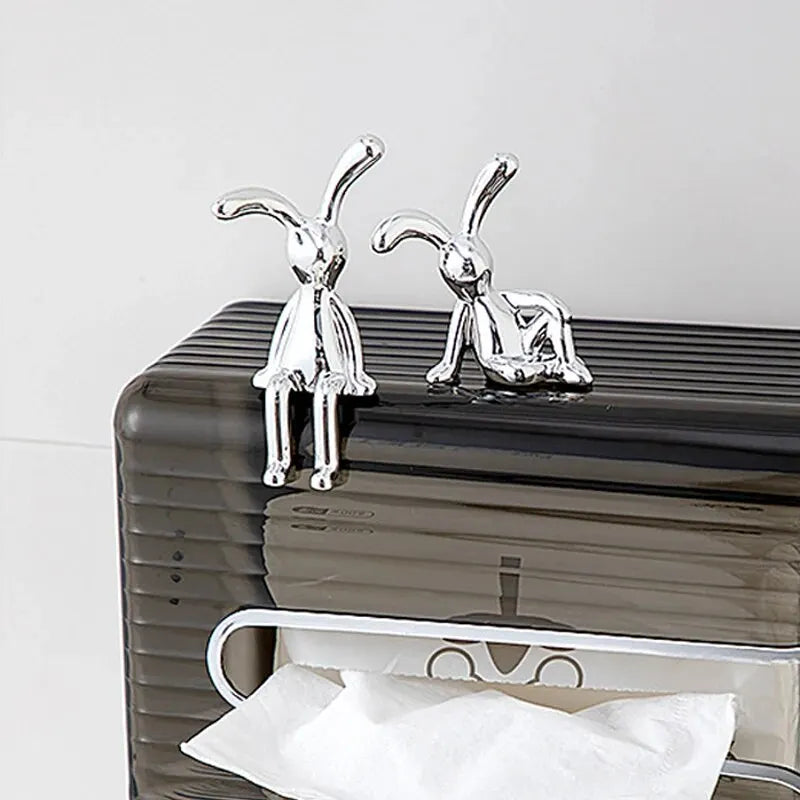 Minimalist Silver Rabbit Ornaments (Set of 2)