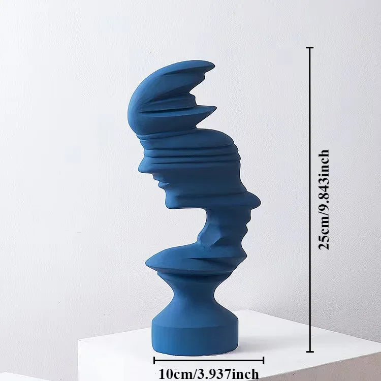 Modern Abstract 'Glitched Face' Sculptures