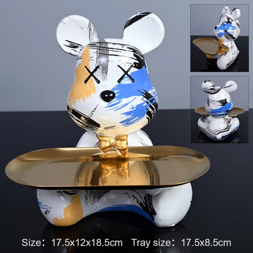 Colorful Resin Bear w/ Storage Tray