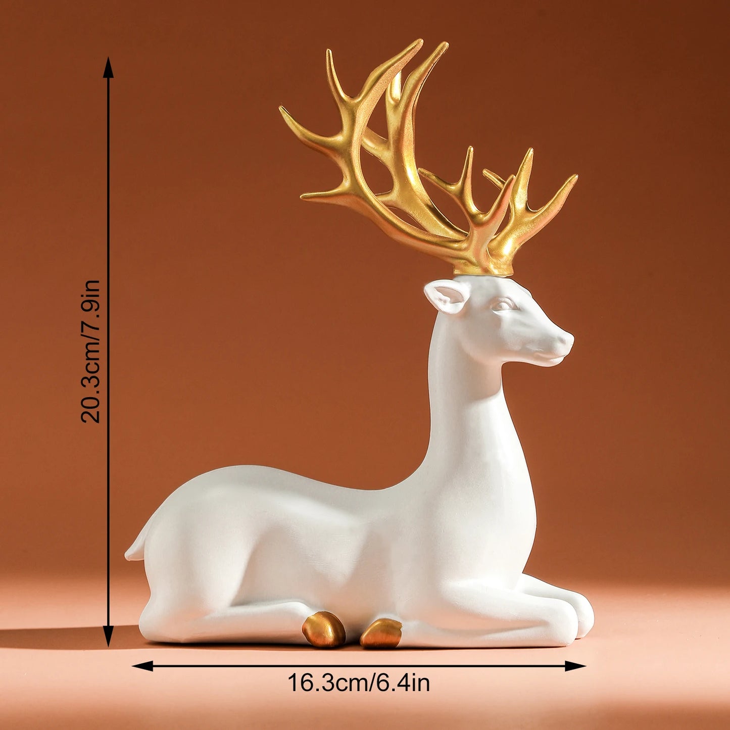 Majestic White and Gold Reindeer Figurines
