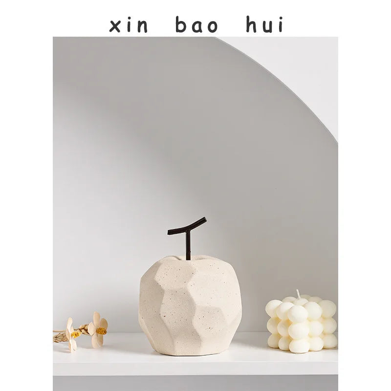 Minimalist Geometric Ceramic Fruit Sculptures