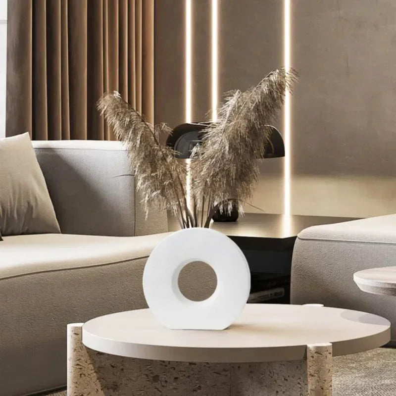 Modern Minimalist Ceramic Donut Vase
