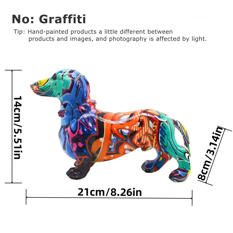 Vibrant Graffiti Dachshund Dog Figurine