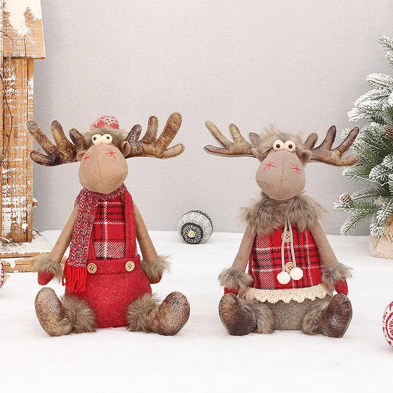 Red Plaid Christmas Elk Plushie Collection