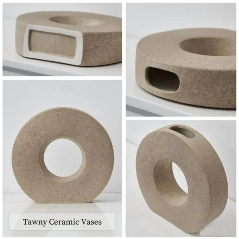 Modern Minimalist Ceramic Donut Vase
