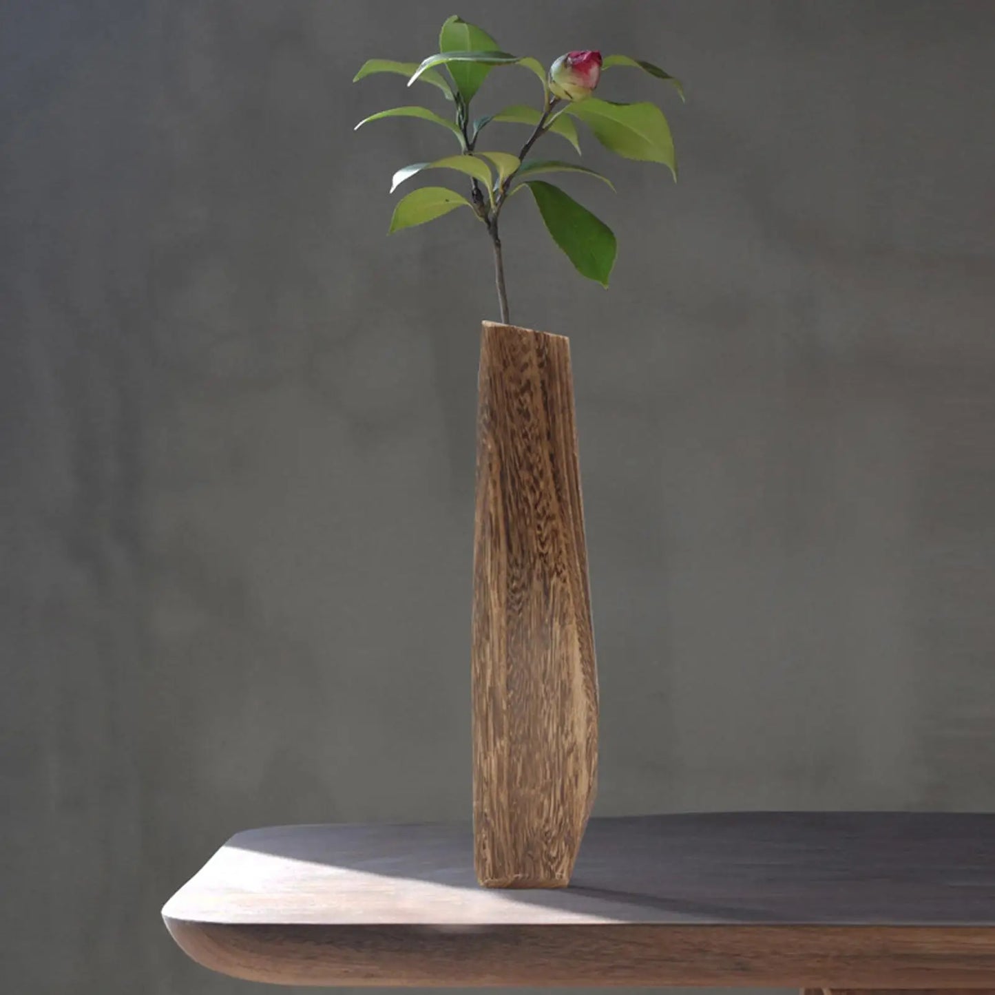 Tall Wooden Flower Vase