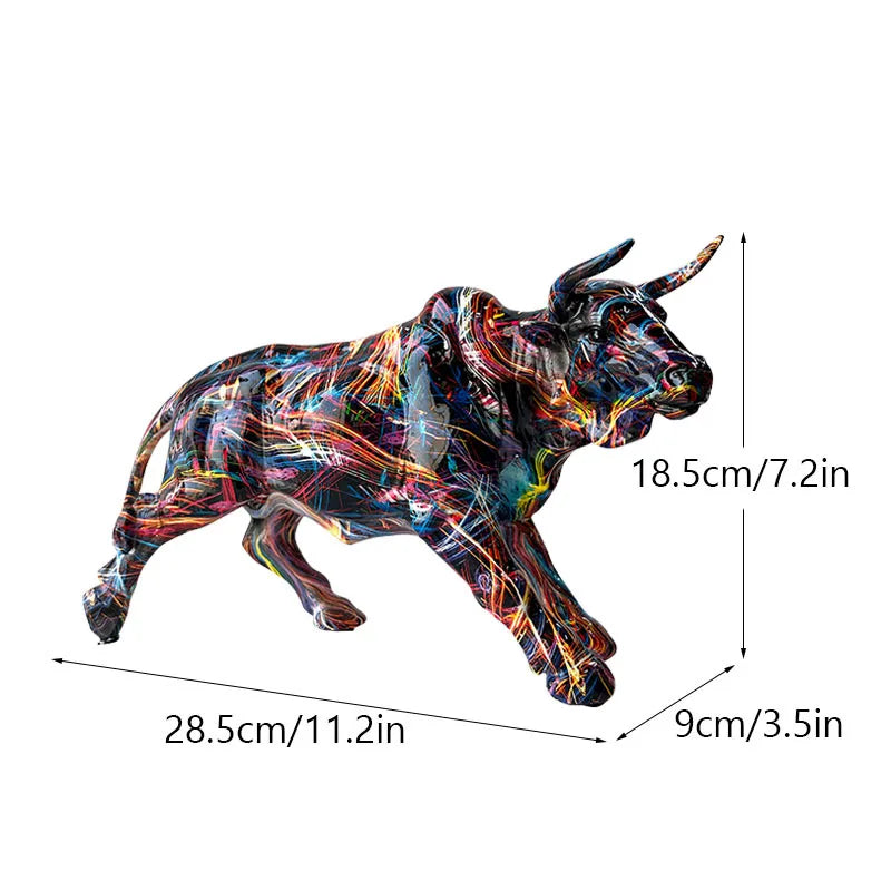 Abstract Graffiti Bull Figurine