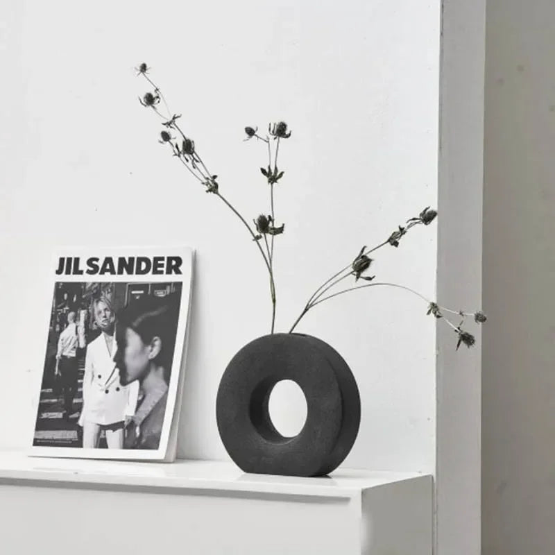 Modern Minimalist Ceramic Donut Vase