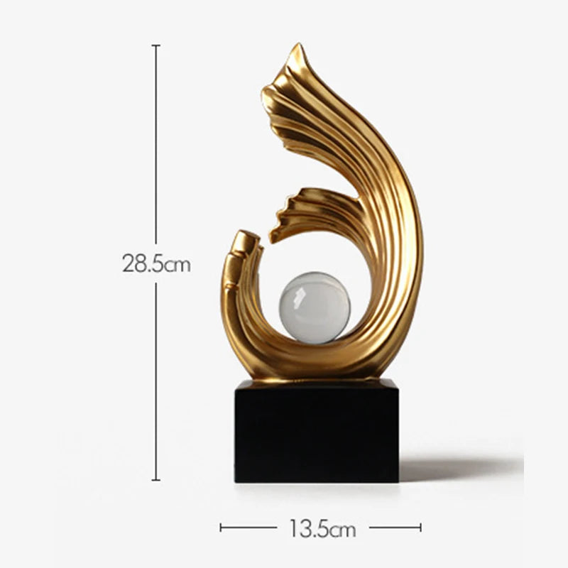 Luxurious Golden Abstract Sculpture