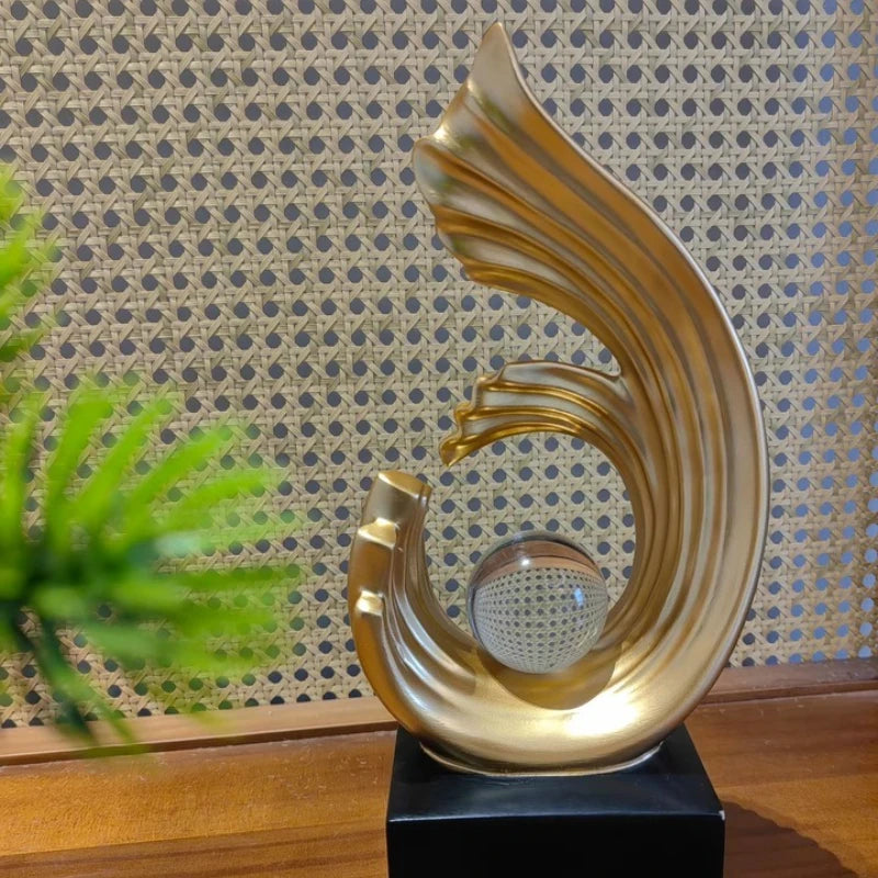 Luxurious Golden Abstract Sculpture