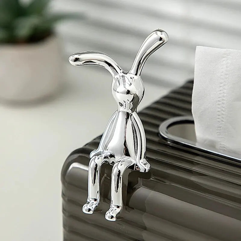 Minimalist Silver Rabbit Ornaments (Set of 2)