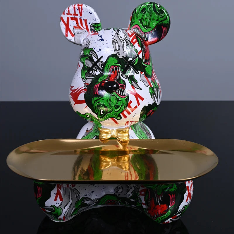 Colorful Resin Bear w/ Storage Tray