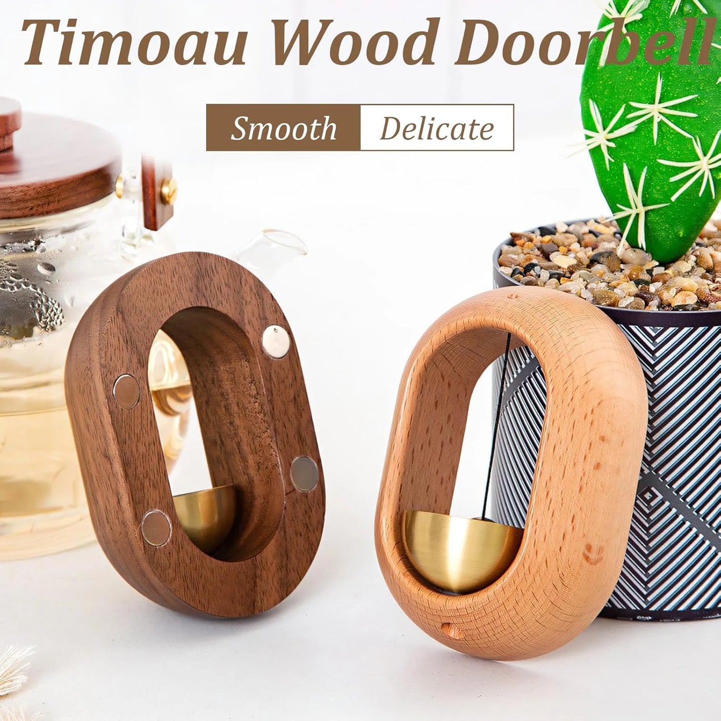 Modern Zen Doorbell: Magnetic Brass & Wood Chime