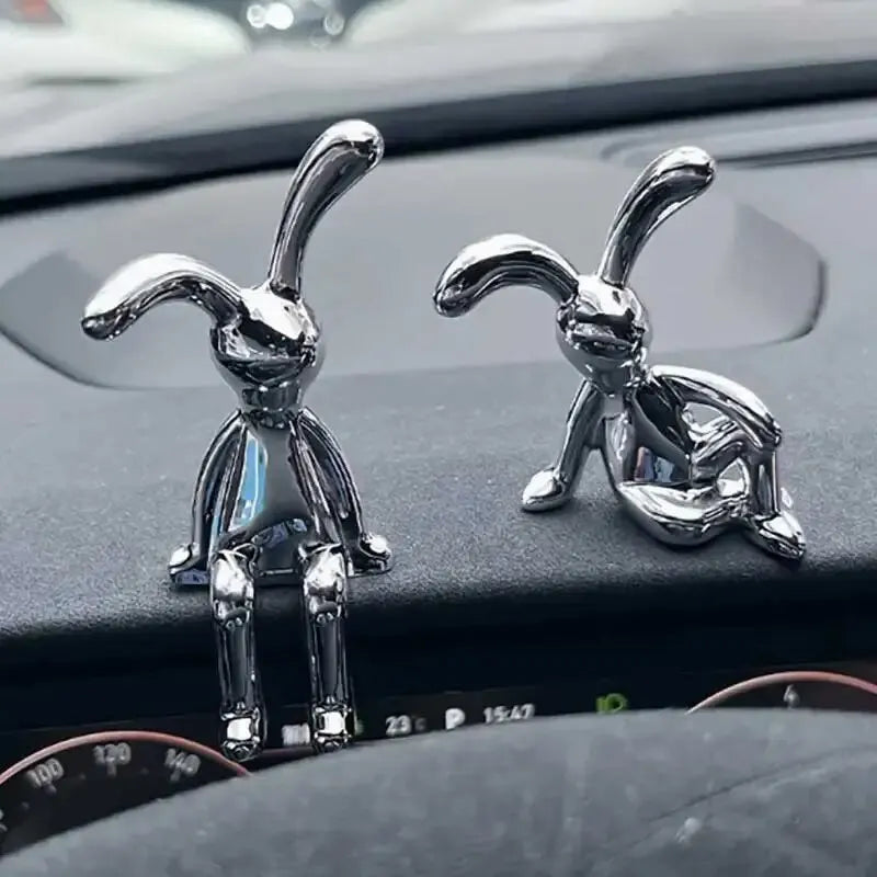 Minimalist Silver Rabbit Ornaments (Set of 2)