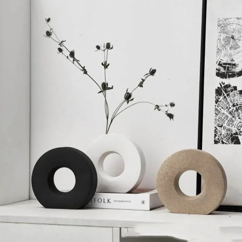 Modern Minimalist Ceramic Donut Vase