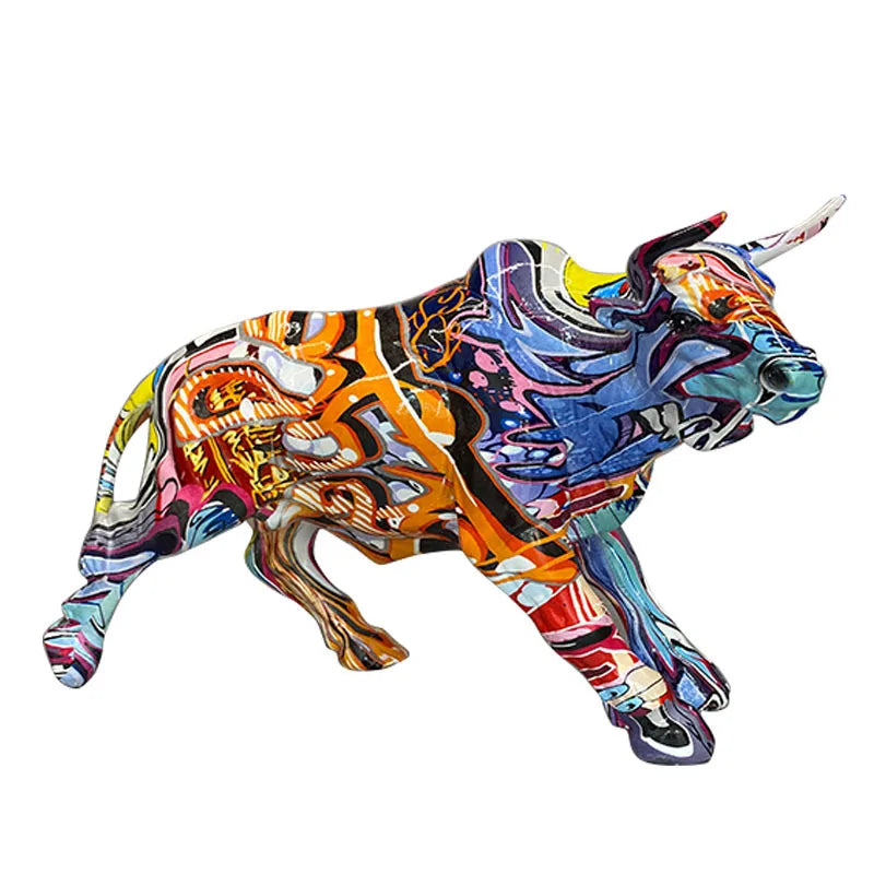 Abstract Graffiti Bull Figurine