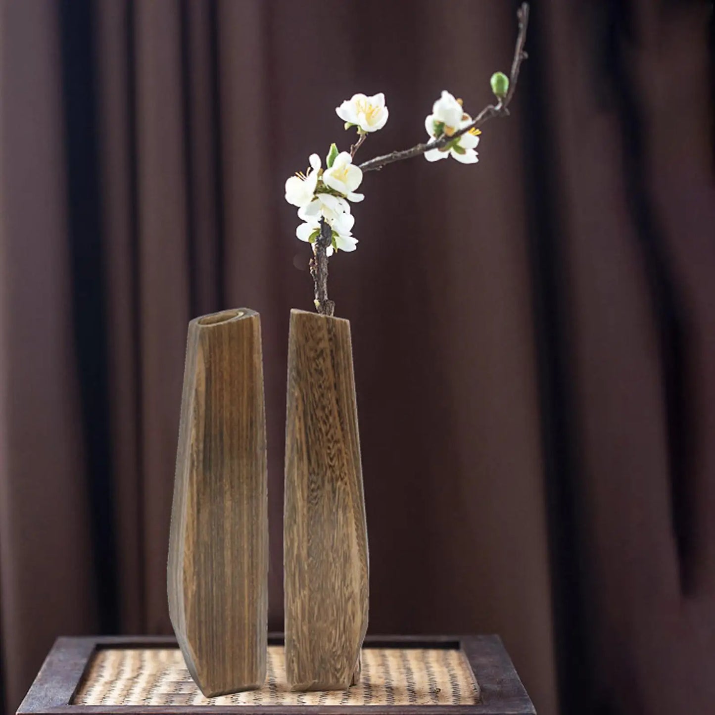 Tall Wooden Flower Vase