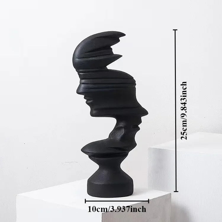 Modern Abstract 'Glitched Face' Sculptures