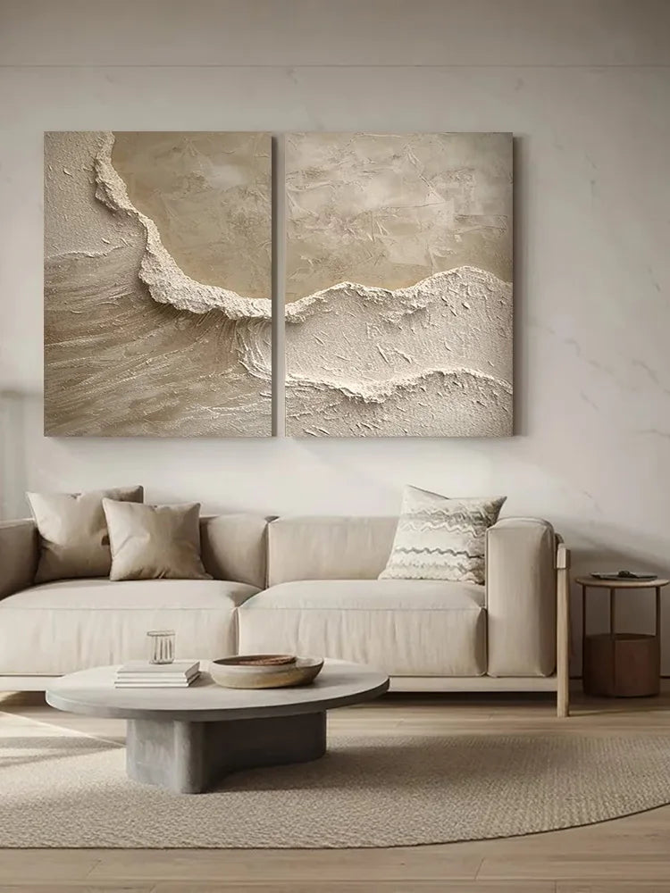 Serene Shoreline: Natural Textured Canvas Art
