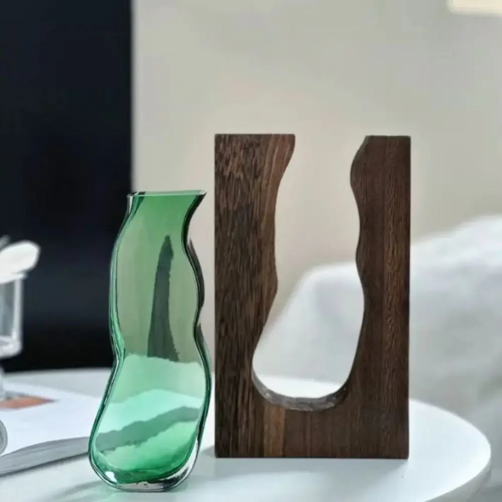 Wooden and Glass Flower Arrangement Vase