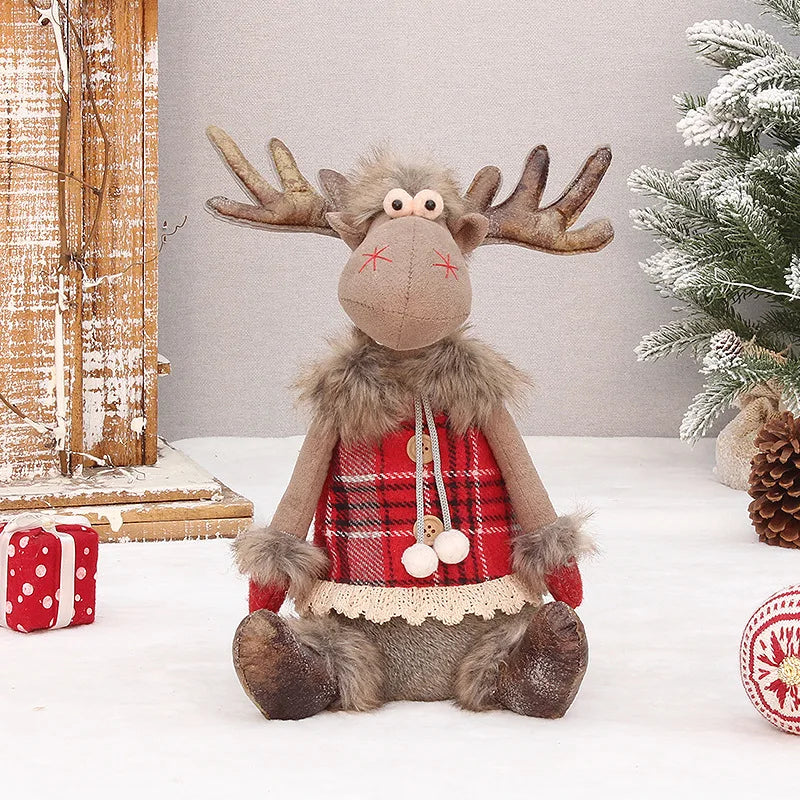 Red Plaid Christmas Elk Plushie Collection