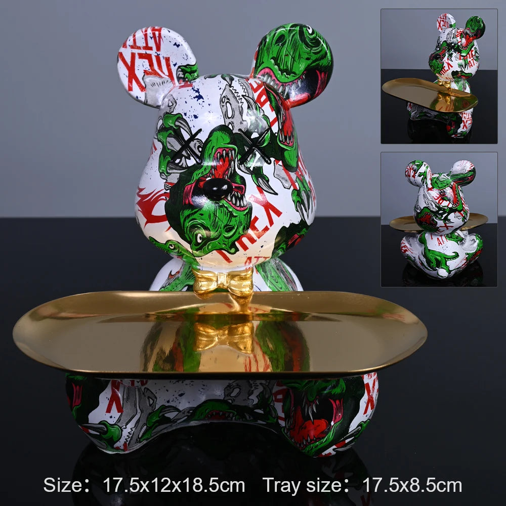 Colorful Resin Bear w/ Storage Tray