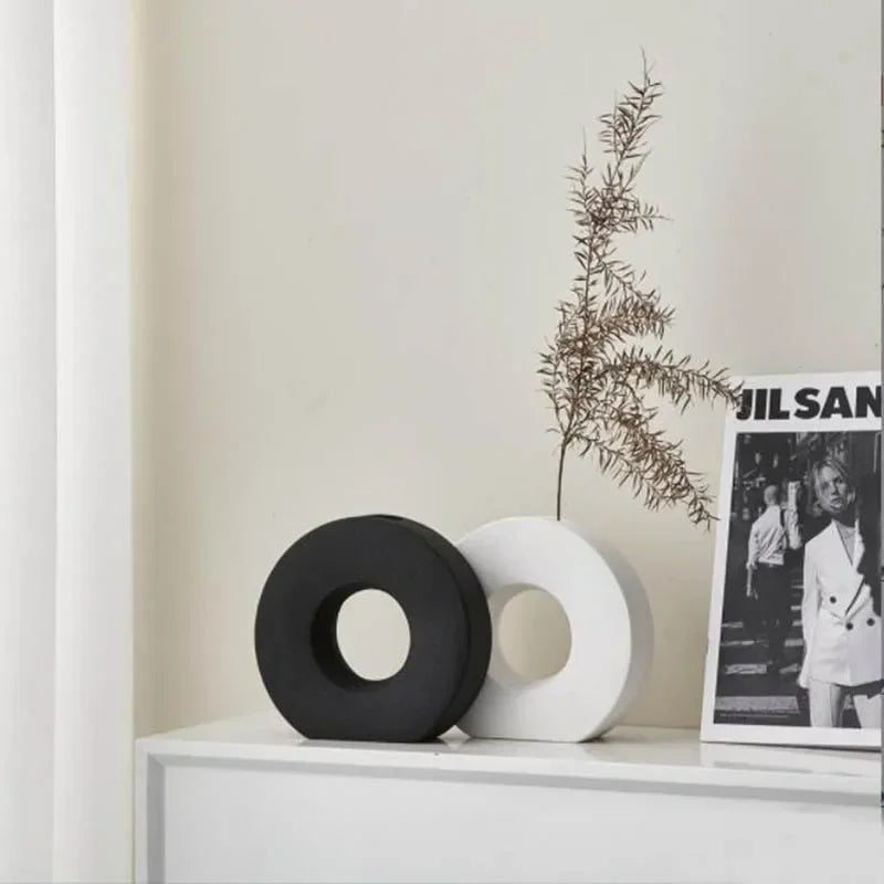 Modern Minimalist Ceramic Donut Vase
