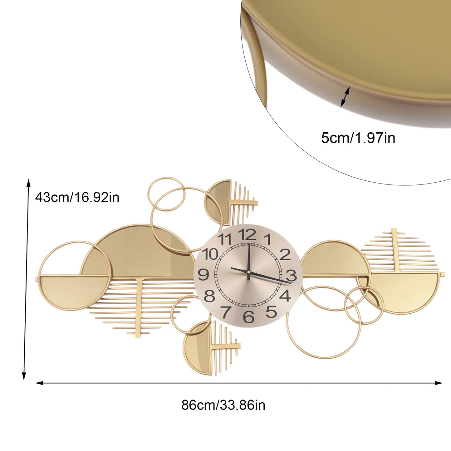 Dynamic Geometric Gold Metal Wall Clock