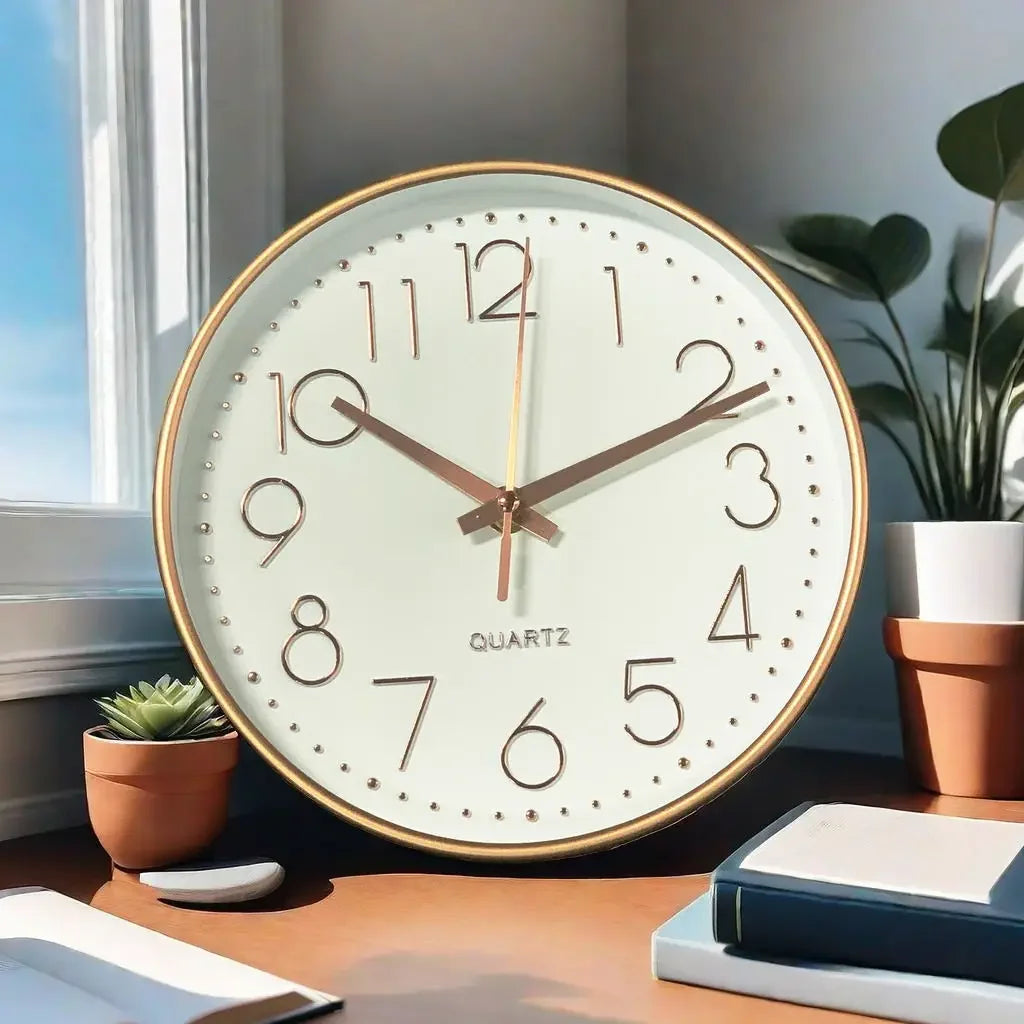 Elegant Beige Non-Ticking Wall Clock