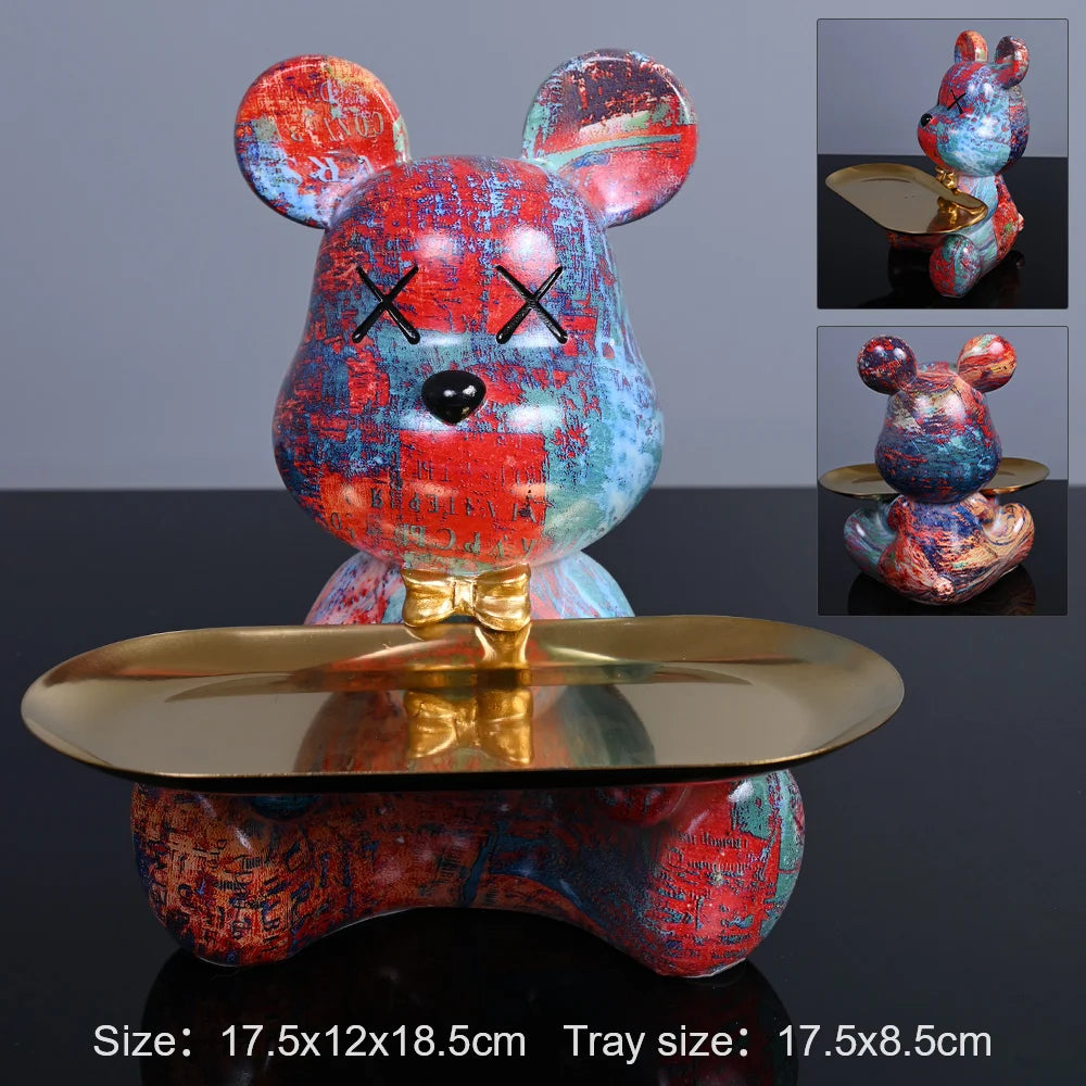 Colorful Resin Bear w/ Storage Tray