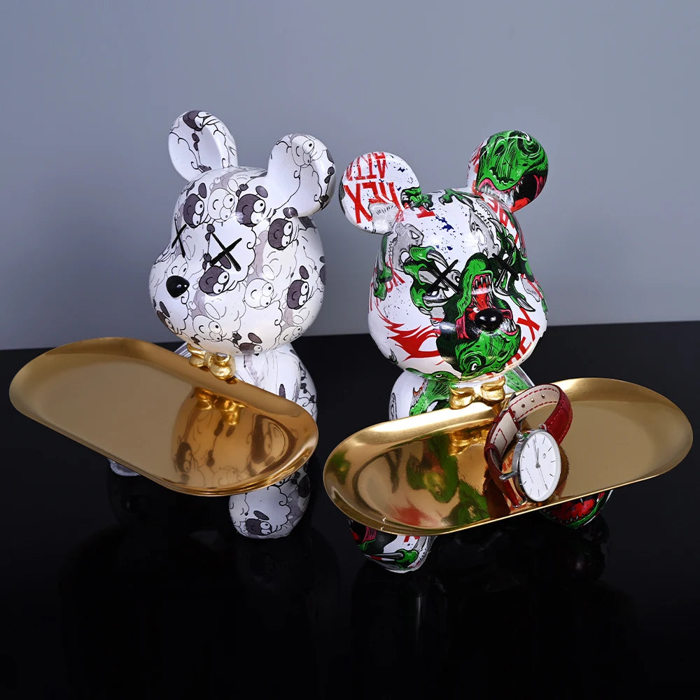 Colorful Resin Bear w/ Storage Tray