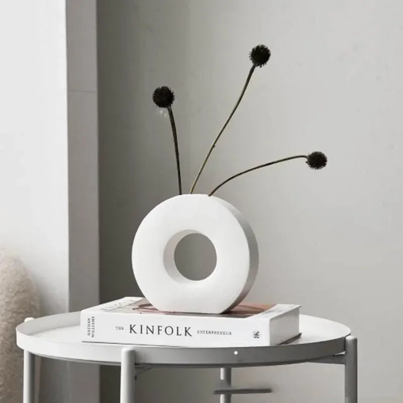 Modern Minimalist Ceramic Donut Vase