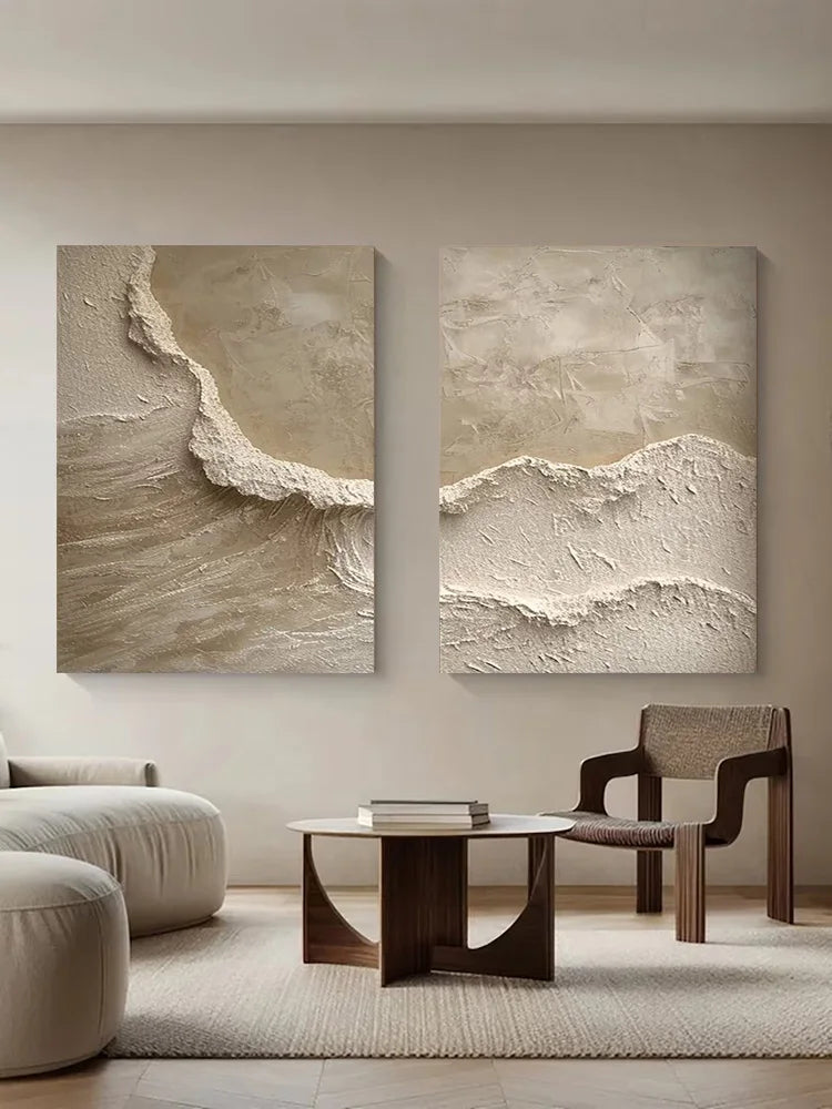 Serene Shoreline: Natural Textured Canvas Art