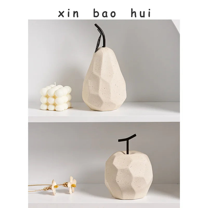Minimalist Geometric Ceramic Fruit Sculptures