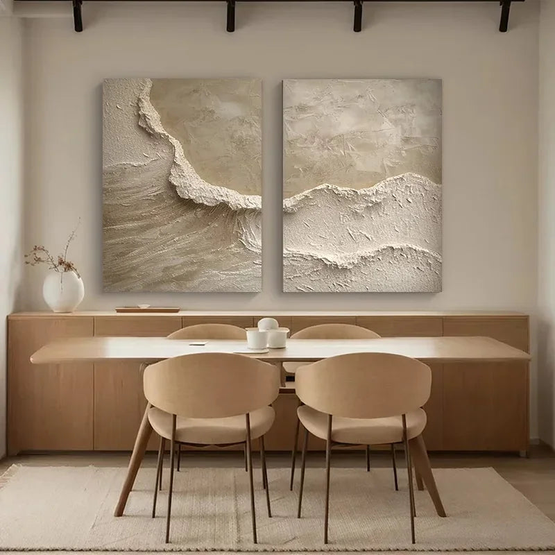 Serene Shoreline: Natural Textured Canvas Art