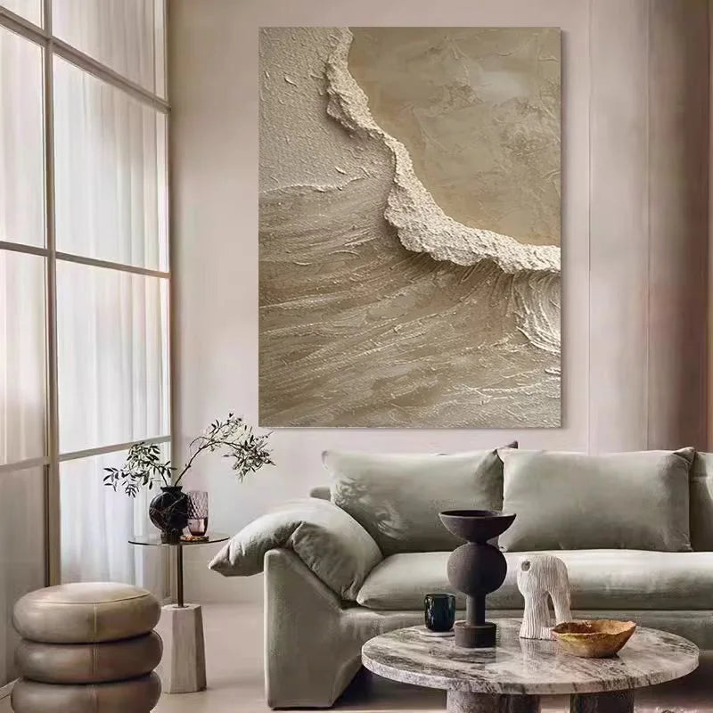 Serene Shoreline: Natural Textured Canvas Art