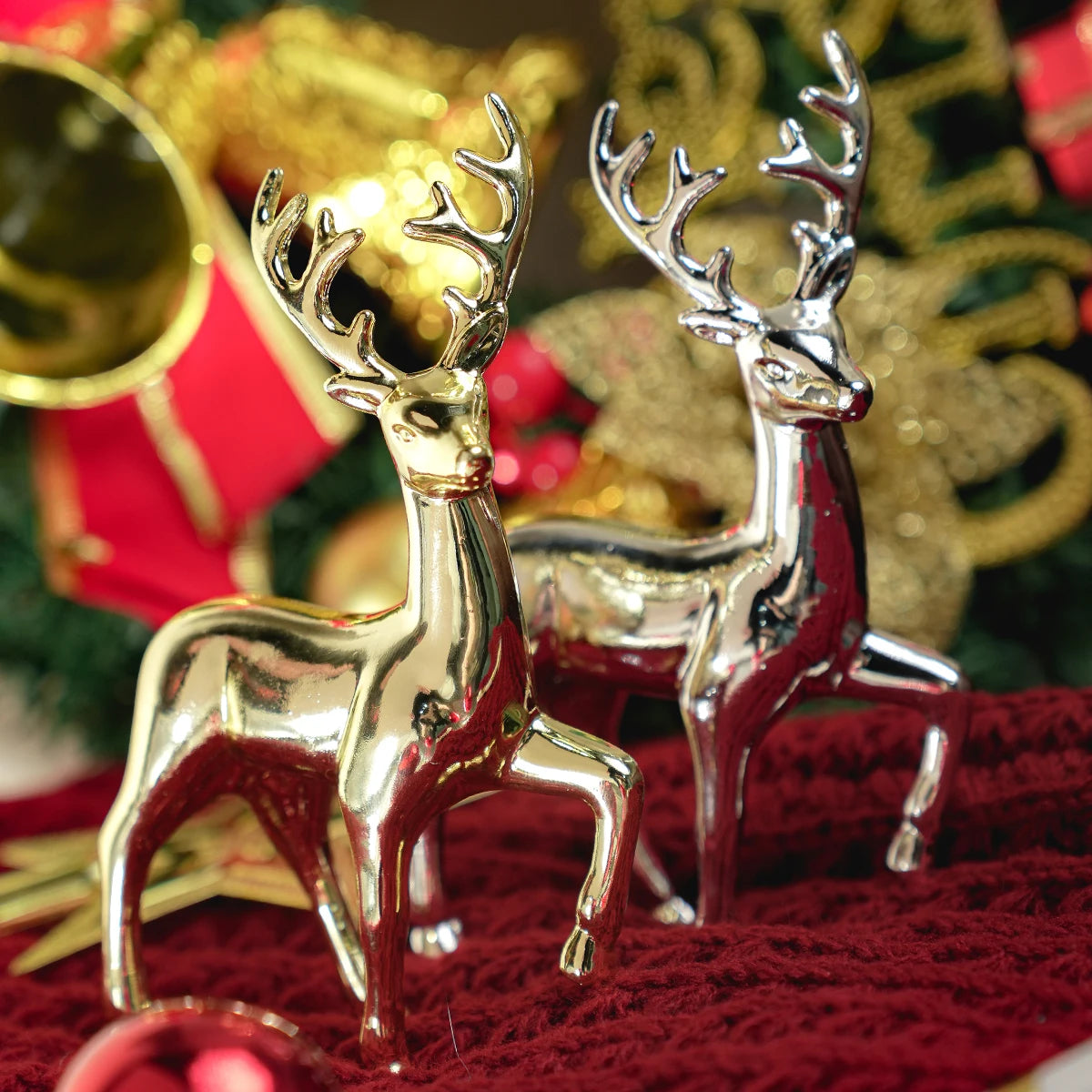 Festive Metallic Reindeer Figurine