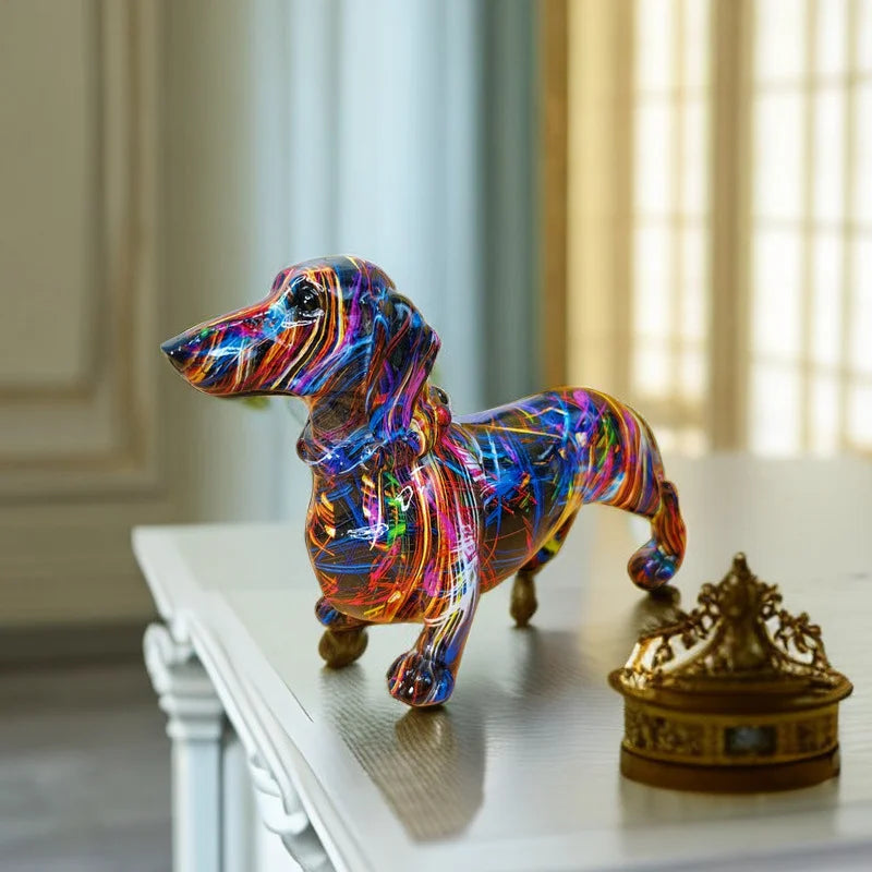 Vibrant Graffiti Dachshund Dog Figurine