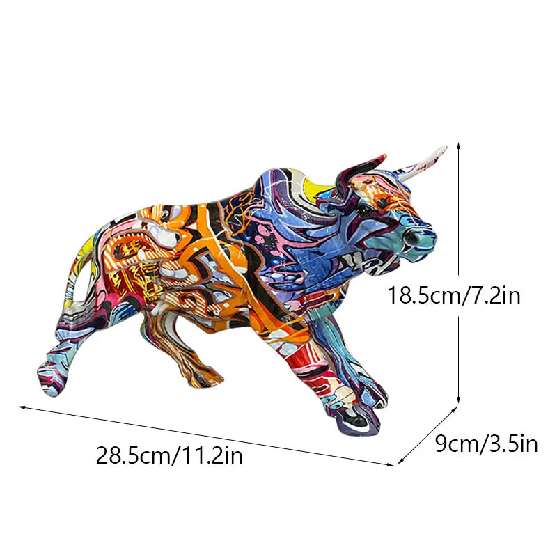 Abstract Graffiti Bull Figurine