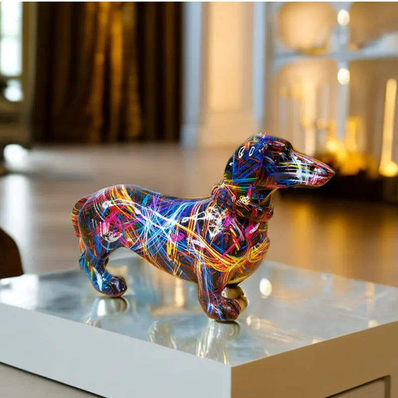 Vibrant Graffiti Dachshund Dog Figurine